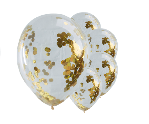 Balloons - Pick & Mix Gold Confetti Balloons - 12" Latex